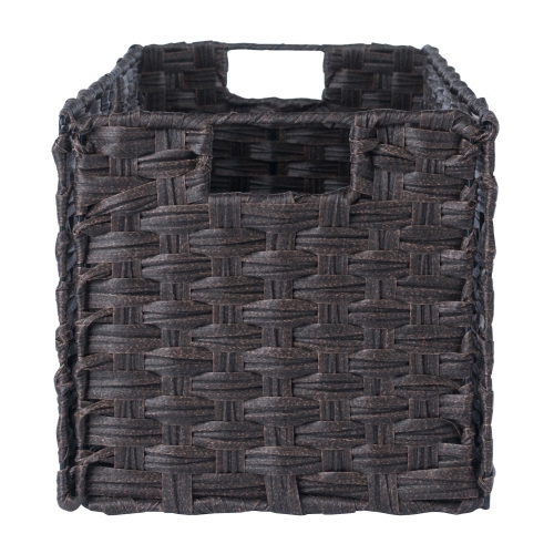 Melanie 3-Pc Foldable Woven Fiber Basket Set, Chocolate