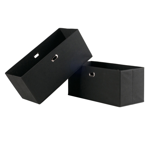 Ensemble de 2 paniers pliables en tissu Torino, large, noir