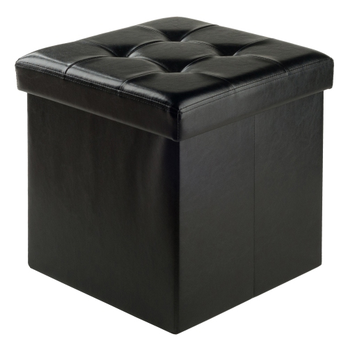 Image 1 of 6.. Ashford Square Storage Ottoman, Black