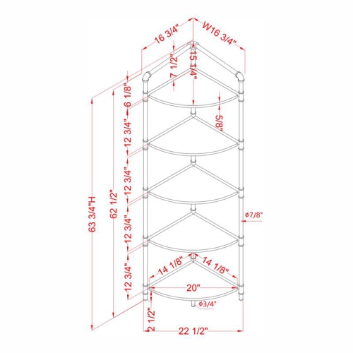 Bibliothèque industrielle à 5 niveaux en bois Bowery Hill, noir sable