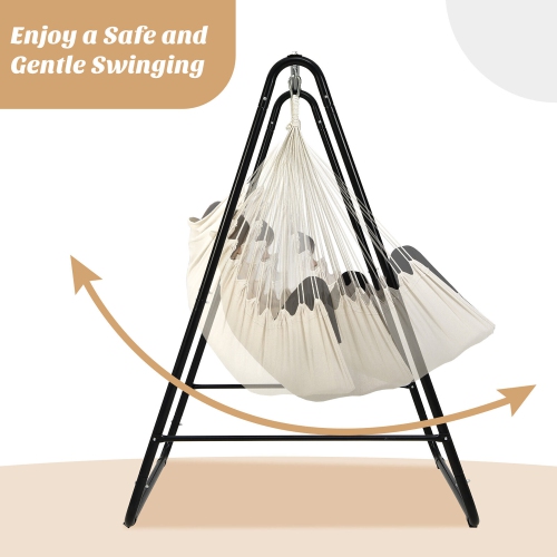 Gymax Hammock Chair Stand Hanging Padded Swing Heavy Duty Steel Outdoor