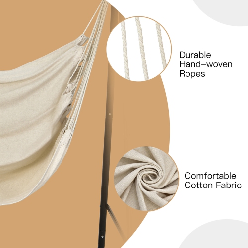 Gymax Hammock Chair Stand Hanging Padded Swing Heavy Duty Steel Outdoor