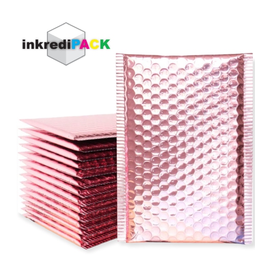 InkrediPack 8.5" X 12" #2 Light Pink Self Seal Metallic Foil Glamour Bubble Mailers/100 Pack