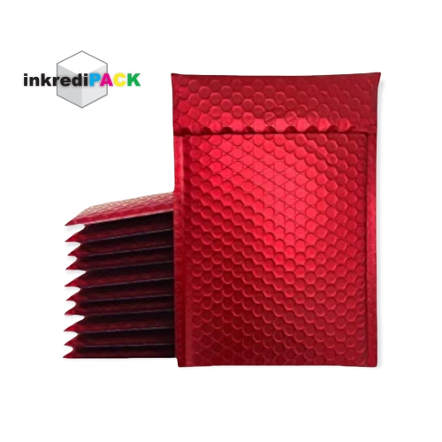 InkrediPack 7.5" X 12" #1 Auto-joint enveloppes à bulles glamour en feuille métallique rouge / paquet de 120