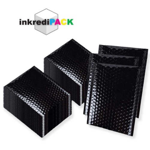 InkrediPack 4" X 8" #000 Black Self Seal Metallic Foil Glamour Bubble Mailers/30 Pack