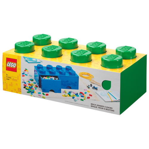 LEGO 8 Knobs Brick Storage Box with 2 Drawers - Dark Green