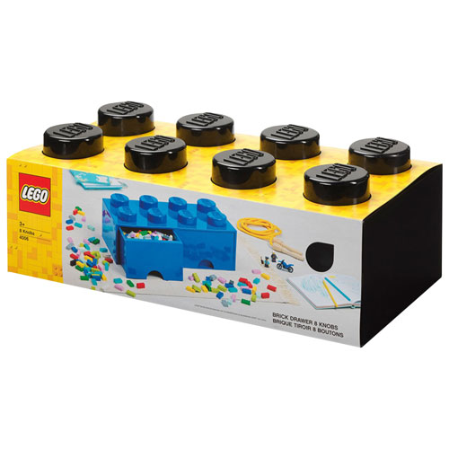 LEGO 8 Knobs Brick Storage Box with 2 Drawers - Black