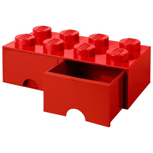 LEGO 8 Knobs Brick Storage Box with 2 Drawers - Bright Red (40061730)