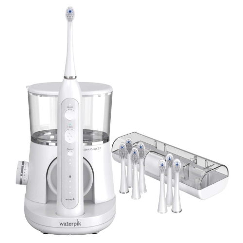 Waterpik Sonic-Fusion 2.0 Brush + Floss Electric Toothbrush with 1 base + 1 handle + 8 brush heads & covers + 1 travel..