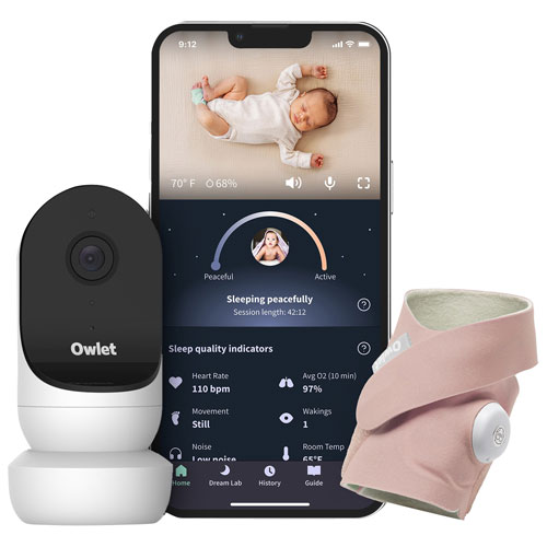 Interphone de surveillance portable Dream Duo avec Cam 2 d'Owlet - Rose doux