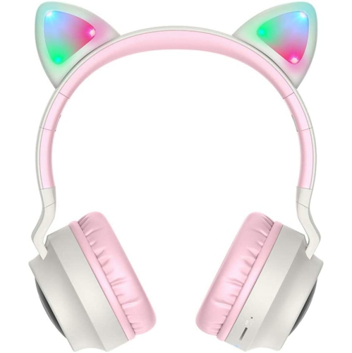 Dolaer Wireless Bluetooth Kids Headphones, Cat Ears Bluetooth Over Ear Headphones Volume Limiting,LED Lights, FM Radio, TF Card, Aux, Mic for iPhone/iPad/Kindle/Laptop/PC/TV (Grey