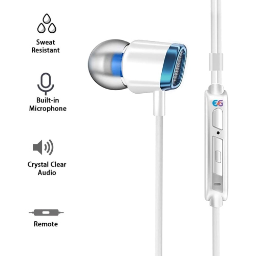 Dolaer Earbuds Wired with Microphone, EmmGia in-Ear Earphones Premium Stereo Sound Quality Powerful Bass, 3.5mm Earphone Plug for iPhone, iPad,