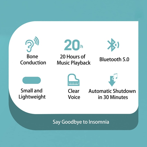 Dolaer Oreiller HP stéréo Bluetooth sans fil à conduction osseuse Écouteurs de musique Sleep Insomnia Blanc bruit machine pour sommeil latéral