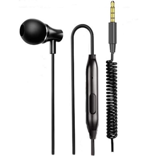 Dolaer Single Side Earphone in-Ear Stereo to Mono Ear Bud,Metal Noise Isolating Earplugs with mic, Spring Coil Reinforced Cord