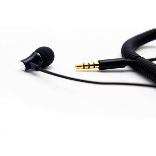 Dolaer Single Side Earphone in-Ear Stereo to Mono Ear Bud,Metal Noise Isolating Earplugs with mic, Spring Coil Reinforced Cord