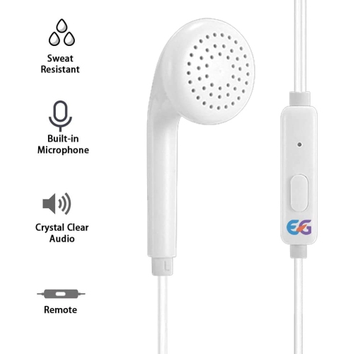 Dolaer Earphones Wired with Microphone, EmmGia In-Ear Earbuds Premium Stereo Sound Quality Powerful Bass, 3.5mm Earphone Plug for iPhone, iPad, Android Phones, Tablet, Laptop, Comp