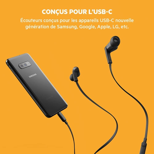 Dolaer – Écouteurs-boutons USB-C avec commande de microphone – P, M et G, noir