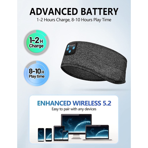 Dolaer Sleep Headphones Sports Headband,Bluetooth Sleep Mask with Ultra-Thin Speakers for Side Sleepers,Headband Headphones for