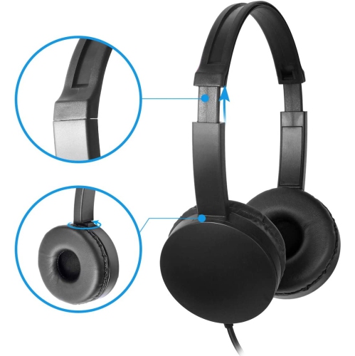 Dolaer School Headphones for Classroom Students - 12 Packs Black Color Kids' Headphones for School, Library, Computers, Children and Adult(No