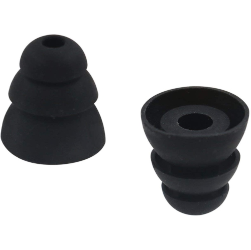 Dolaer 6 Pairs Replacement Triple Flange Ear Tips Earbuds Eartips Silicone Buds for Most in Ear Headphones Black [Medium Size] (3flange