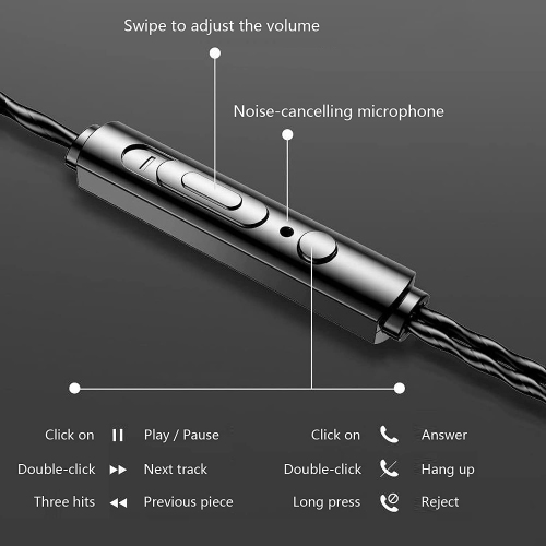 Dolaer Dual Bass Speakers Earphones HiFi Headset Earbuds in-Ear Headphones,3.5mm Wired Earbuds for iOS and Android Smartphones, Laptops, MP3, Gaming, Walkman(Black)