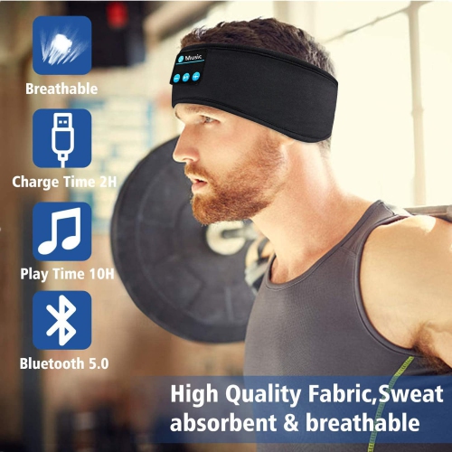 Dolaer Sleep Headphones Bluetooth Headband, Upgrage Sport Headbands Soft Sleeping Wireless Music Headphone, Long Time Play Sleeping Headsets with Built-in Speakers Perfect for Jogg