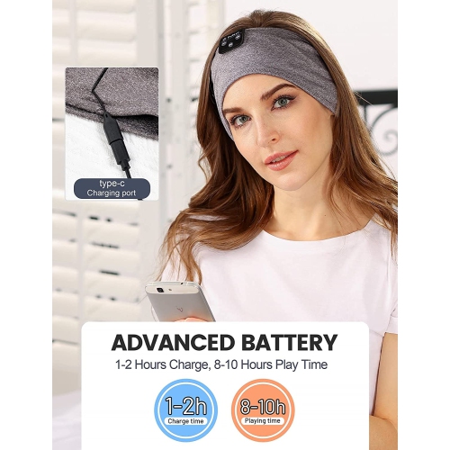 Dolaer Sleeping Headphones Bluetooth Headband, Soft Sleep Headband Headphones Long Time Play Sleep Headphones Bluetooth with Built in Speakers