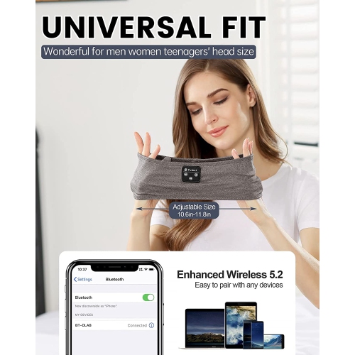 Dolaer Sleeping Headphones Bluetooth Headband, Soft Sleep Headband Headphones Long Time Play Sleep Headphones Bluetooth with Built in Speakers