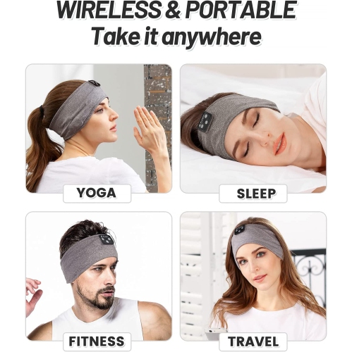 Dolaer Sleeping Headphones Bluetooth Headband, Soft Sleep Headband Headphones Long Time Play Sleep Headphones Bluetooth with Built in Speakers