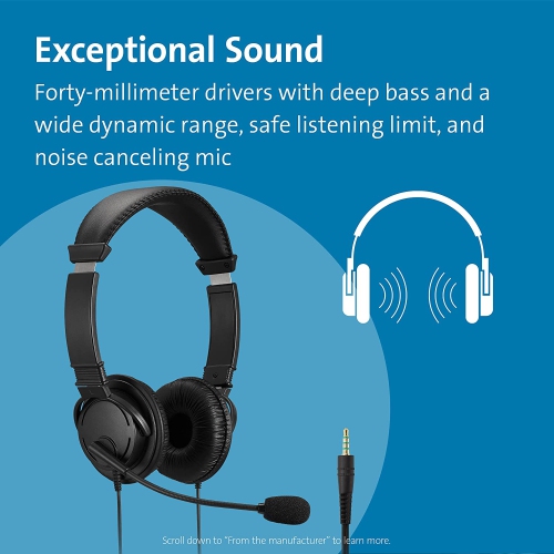 Dolaer Classic 3.5mm Stereo Headphones with 270° Rotatable Noise-Cancelling Microphone, in-Line Volume & Mute Control, 3.5mm Headsets for