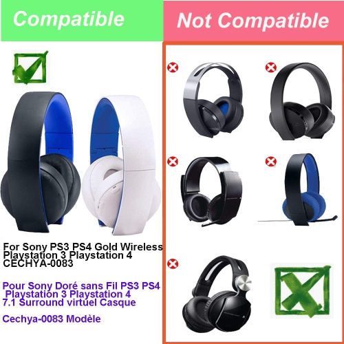 Dolaer Replacement Ear Pads Cushions, Headphone Pillows Earpads for Sony PS3 PS4 Gold Wireless Playstation 3 Playstation 4 CECHYA-0083 Stereo 7.1