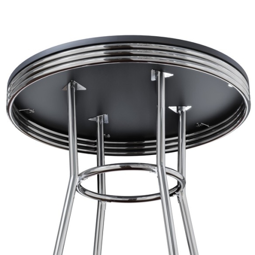 Summit Round High Table, Black and Chrome