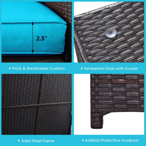 Costway 8PCS Outdoor Patio Rattan Furniture Set Cushioned Loveseat Storage Table