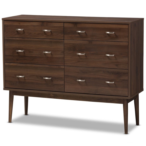 BOWERY HILL  6 Drawer Double Dresser In Walnut Brown