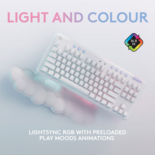 Logitech G Aurora Collection G715 Bluetooth Backlit Mechanical GX Brown Tactile Gaming Keyboard - White Mist