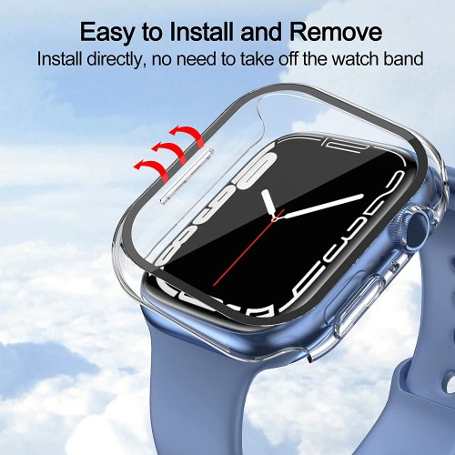 XCRS Apple Watch Series 7 [45MM] Overall Protection Case, Built-in Tempered Glass Screen & Hard PC Bumper Case, Compatible with Apple Watch Series 7