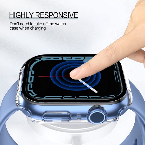 XCRS Apple Watch Series 7 [45MM] Overall Protection Case, Built-in Tempered Glass Screen & Hard PC Bumper Case, Compatible with Apple Watch Series 7