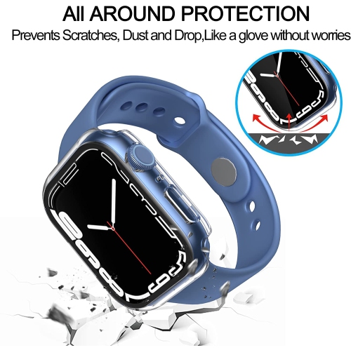 XCRS Apple Watch Series 7 [45MM] Overall Protection Case, Built-in Tempered Glass Screen & Hard PC Bumper Case, Compatible with Apple Watch Series 7