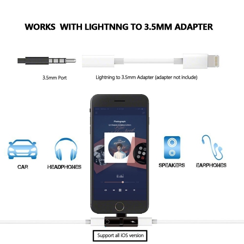 Lightning Audio Splitter and Charge 4 in 1 Earbuds Adapter for iPhone 7 8 X 11 12 13 with Charging and Music Control or Calling or Wire Control