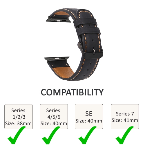 for Apple Watch Band 38mm 40mm 41mm 42mm Series 11 10 9 8 7 6 5 4 3 2 1 SE Women Men, Genuine Leather Strap Replacement iWatch Wristband with