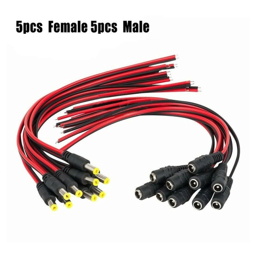 ISTAR 18AWG DC Power Pigtail Cable 12V 5A Male & Female Plug Adapter for CCTV Home Security Surveillance Camera DC Extension Cord Power