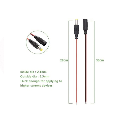 ISTAR 18AWG DC Power Pigtail Cable 12V 5A Male & Female Plug Adapter for CCTV Home Security Surveillance Camera DC Extension Cord Power