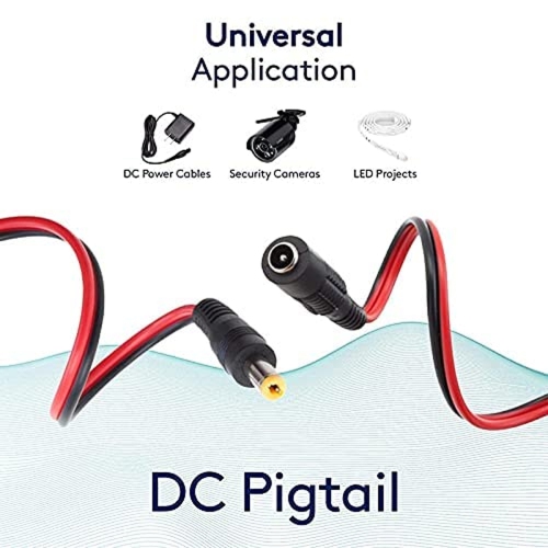 ISTAR 18AWG DC Power Pigtail Cable 12V 5A Male & Female Plug Adapter for CCTV Home Security Surveillance Camera DC Extension Cord Power