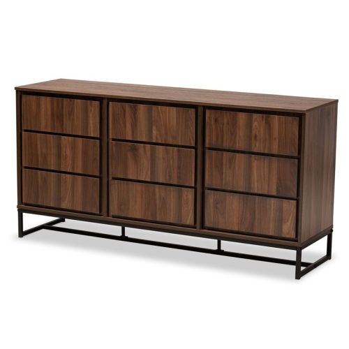 BAXTON STUDIO  Neil Finished Wood And Black Metal Dining Room Buffet In Brown