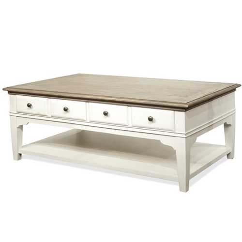 Bowery Hill Contemporary 48" x 28" Storage Coffee Table in Natural