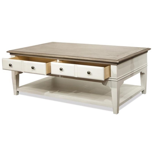 Bowery Hill Contemporary 48" x 28" Storage Coffee Table in Natural