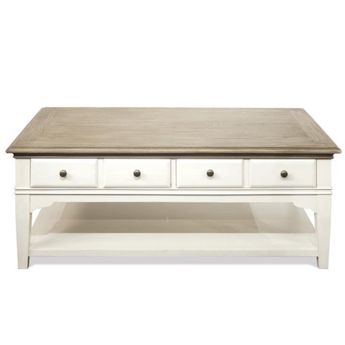 Bowery Hill Contemporary 48" x 28" Storage Coffee Table in Natural