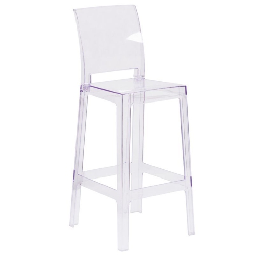 Bowery Hill Square Back Ghost Bar Stool in Transparent Crystal