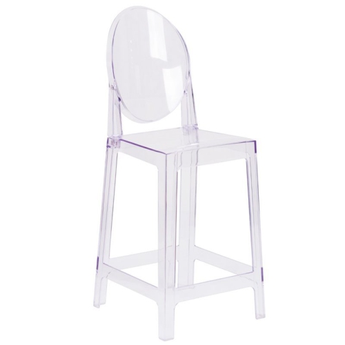 PEMBERLY ROW  Oval Back Ghost Counter Stool In Transparent Crystal
