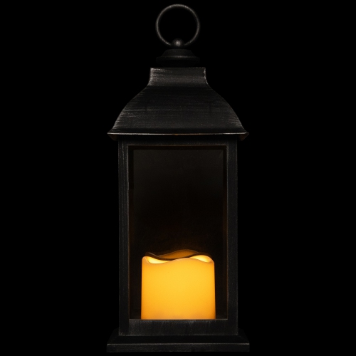 LED Lantern with Flameless Candle - 12.5" - Brushed Silver